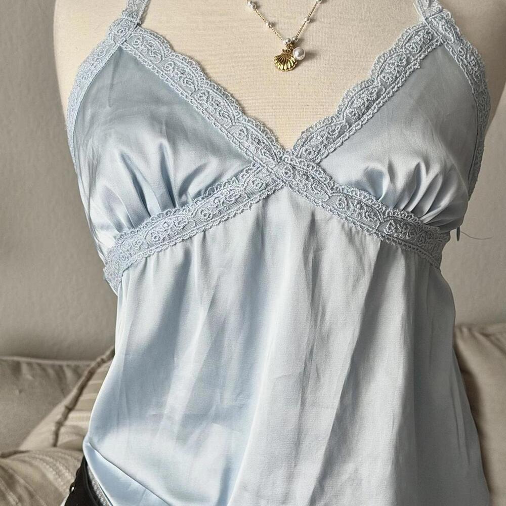 Light Blue Satin Lace Cami - Picture 2 of 4